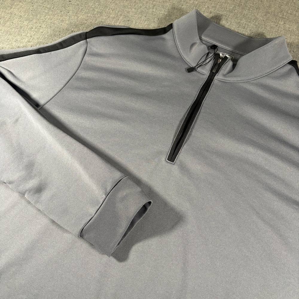 NWOT Adidas Quarter Zip Pullover Mens XL Grey Black Stripe Golf Performance Top